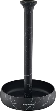 simpletome Paper Towel Holder Countertop Keep It Rolled Up Weighted Base (Marble Black)