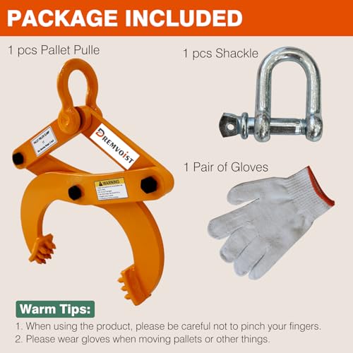 Dremvoist Industrial Pallet Puller Clamp,2204LB Grabber Hook Heavy Duty Steel Single Scissor for Pulling Pallets,6.1\'Jaw Opening,for Forklift Chain,Stump Puller,Handling Stump Puller Pulling Hoisting