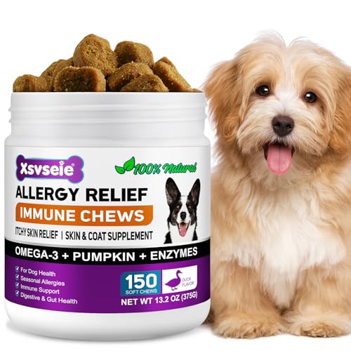 CLFJLXYX Snacks Antialérgicos para Perros   Alivia Picor, Lamido y Caída del Pelo | 150 Golosinas Blandas Sabor Pato Pekín | Refuerzo Inmunitario | Alergias Estacionales/Ambientales (1Pcs)
