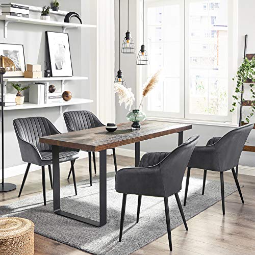SONGMICS eetkamerstoel set van 2, fauteuil, gestoffeerde stoel met armleuningen, metalen poten, fluwelen bekleding… - Image 3