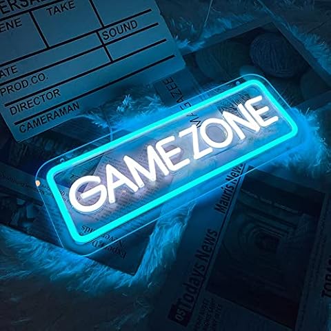 Yalmylla Game Zone Neon Signs for Gamer Room Decor, Gaming Light Neon Sign for Wall Decor, Bedroom, Game Room, Led Signs Gamer Gifts for Gamer, Boys, Teens, Men, Friends, Powered by USB-15.7x5.9IN Cover