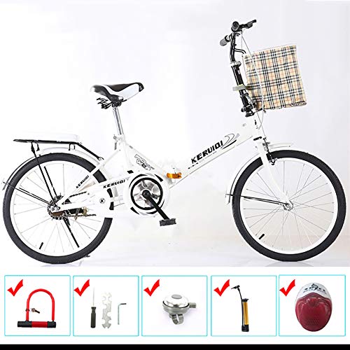 Damesfiets, inklapbaar, in hoogte verstelbaar, comfortabele fiets, voor beginners, met mand en achterbank achter, met… - Afbeelding 3