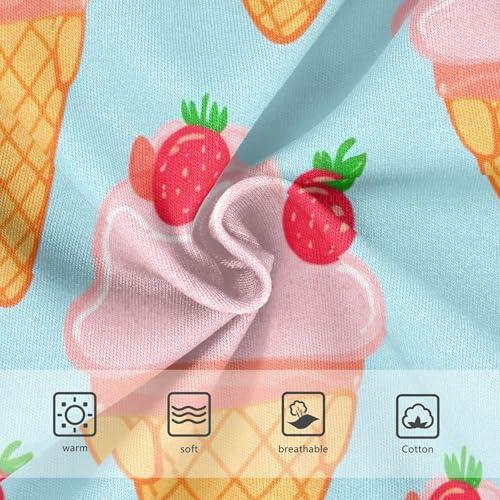 Cartoon Ice Cream Strawberries Blue Panties for Girl Girls Underwear Toddlers Cotton Fun Print Briefs Girls Undies 2t3