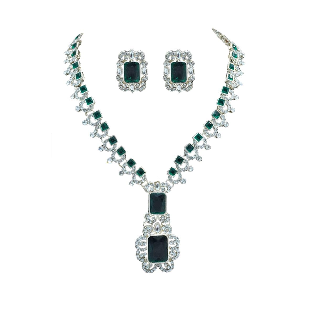 Priyashyam Traders Neeta Ambani Green Emerald Necklace Set for Women & Girls | American Diamond Necklace with Earrings Set (B0DFMXCQXF) Amazon Price History, Amazon Price Tracker
