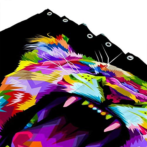 Rideau de douche lion coloré en polyester imperméable 152x182 cm avec crochets - 4