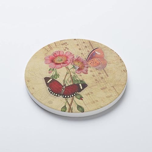Miniatura 2 de Posavasos de cerámica absorbente con parte trasera de corcho, diseño artístico, posavasos circulares individuales de 4 pulgadas, protege la mesa,