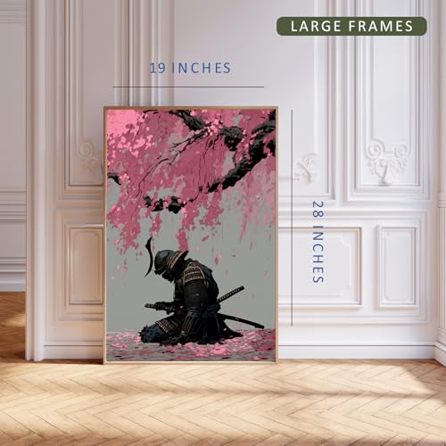 Image of Gamya Framed Japan Samurai Theme Wall Painting Posters For Office, Living Room, Bedroom Wall Decor - Japanese Japandi Samurai Aesthetic Room Decor (Resting Samurai, 19x29 Inches, Framed)