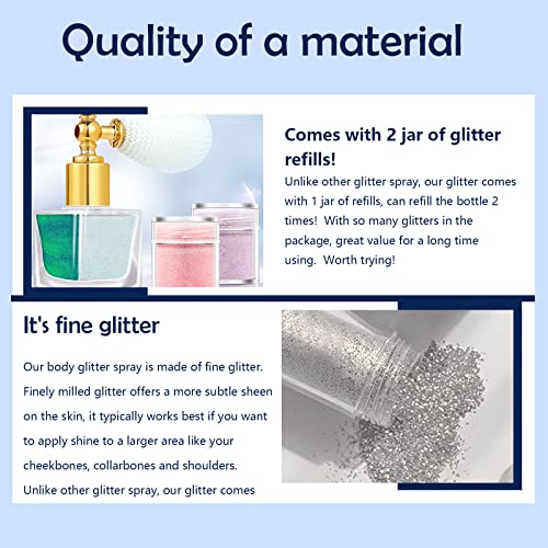 Hosaily Uv Body Glitter Sparkle Powder, Glow In The Dark Black Light Glitter Body Cosmetic, 3 Colors Shimmer Makeup Glitter For Rave Hair Face Clothes Nail Art Craft Design - With 2 Jars Of Refills #TOP3