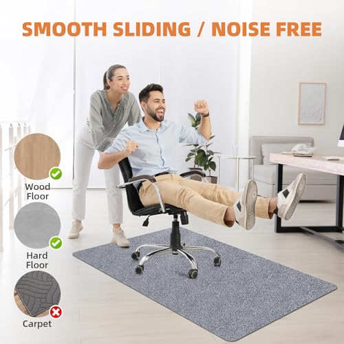 Image of Office Chair Mat for Hardwood and Tile Floor, 48 inch x 36 inch Computer Desk Chair Mat, Anti-Slip Mat for Rolling Chair, Large Floor Protector for Home Office, Light Gray