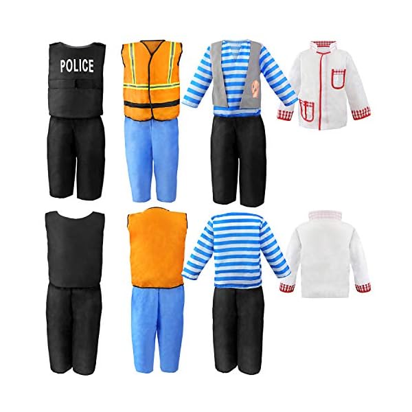 Jeowoqao boy's dress up costumes set, role play set 11-pcs trunk pirate, chef, construction worker, policeman costume fit kids girls age from 3-6 - image 7