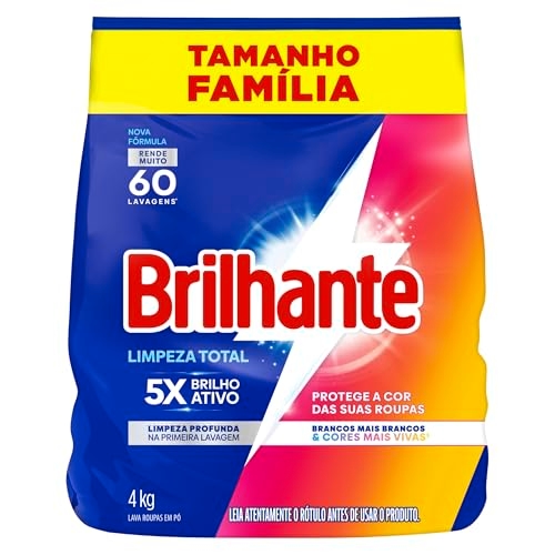 Brilhante Lava-Roupas Em Pó Roupas Brancas E Coloridas Limpeza Total Pacote Tamanho Famíli...