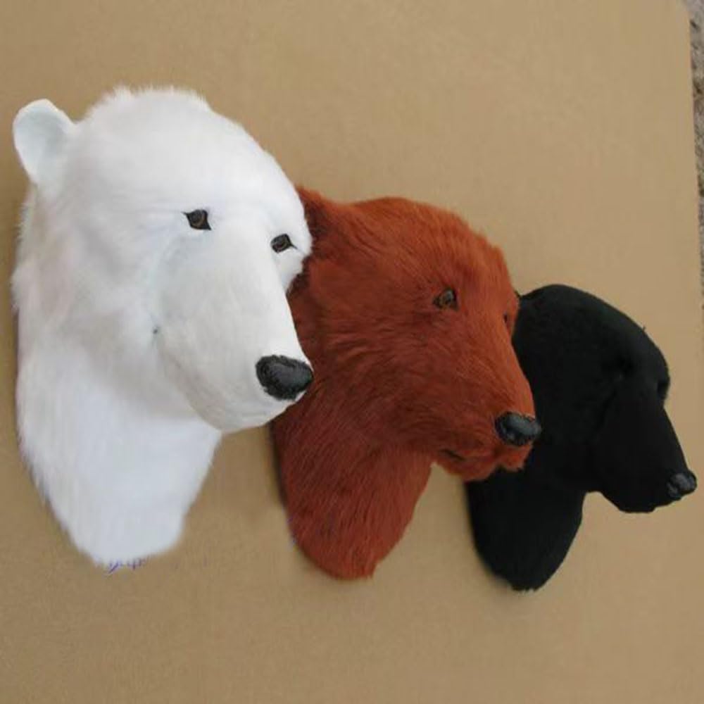 KKUSSOLL Adorable Realistic Brown Faux Fur Polar Bear Wall Hanging - Lightweight, Safe Arctic Animal Decor for Kids Room, Nursery, or Living Room
