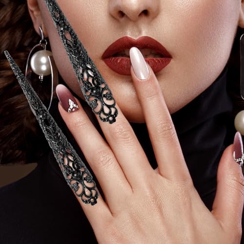 Hinzic ZK2821T6C1-CP 20Pcs Finger Nail Claw Ring, Halloween Goth Fingertip Claw Finger Knuckle Protector, Ancient Queen Costume Metal Nail Ring Decoration Accessories thumb #3