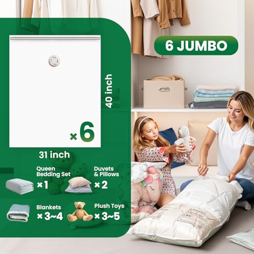 Image of TAILI 6 Pack Vacuum Storage Bags, Jumbo Size (31x40 inch), Cream