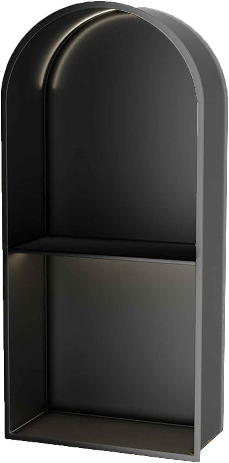MYUYEE Wall Niche With Non Dimmable Led Light, Stainless Steel Shower Niche Shelf Recessed Shower Niche (Black 70X35X15Cm)