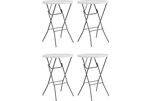 Flash Furniture 32'' Round Granite White Plastic Bar Height Folding Table