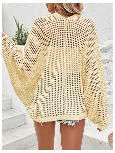 Image of Verdusa Women's Oversized Summer Cardigan Lightweight Sweater Crochet Knit Beach Cover Up Spring Vacation Outfits