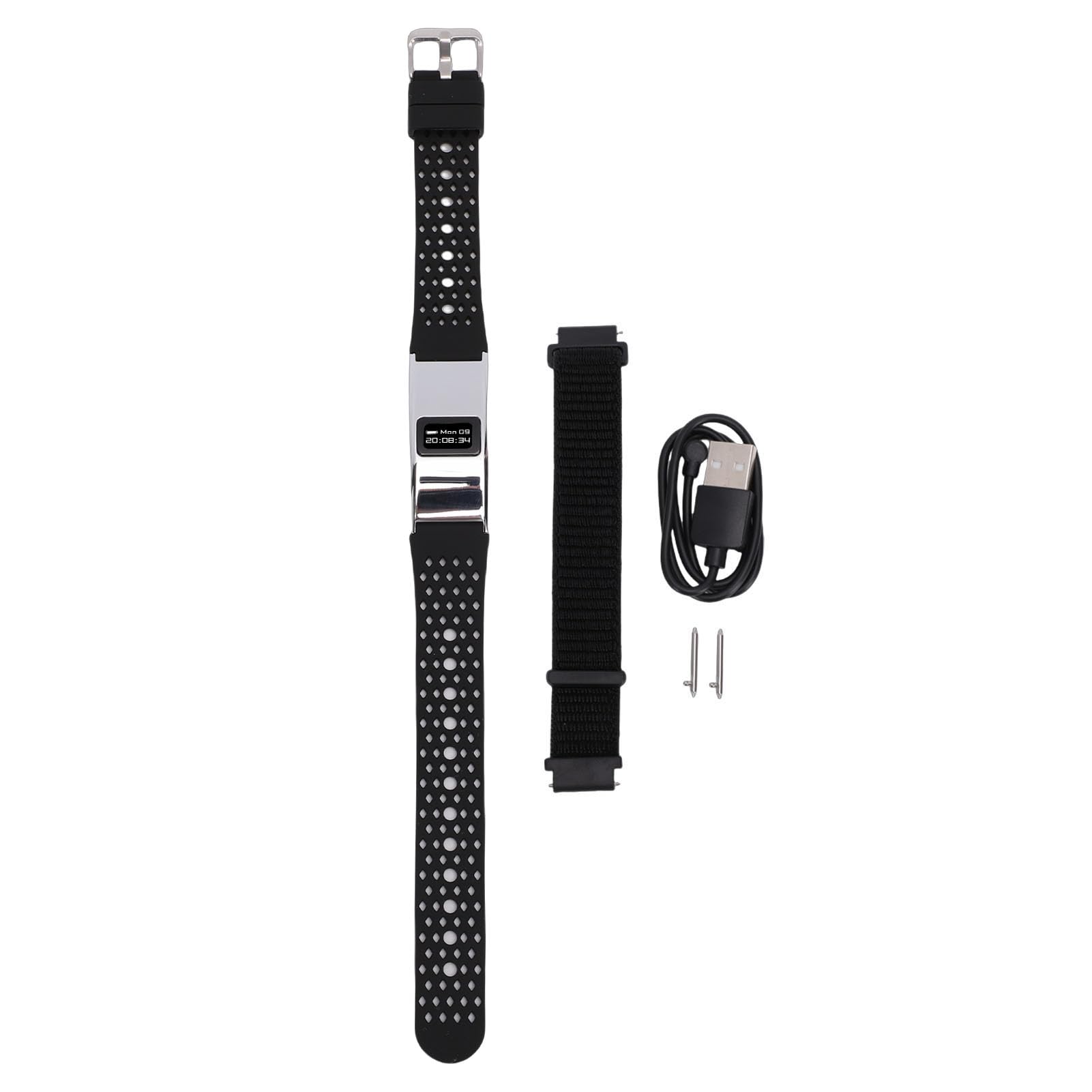 Pulsera Inteligente, Rastreador de Actividad Física con Monitor de Frecuencia Cardíaca, Seguimiento del Ciclo Menstrual, Análisis del Sueño, IPX8 a Prueba de Agua, Carga (Silver)