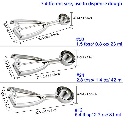 Saebye Cookie Scoop Set, Ice Cream Scoop Set, 3 Pcs Cookie Scoops For Baking Include Large-Medium-Small Size, Select 18/8 Stainless Steel, Secondary Polishing #TOP1