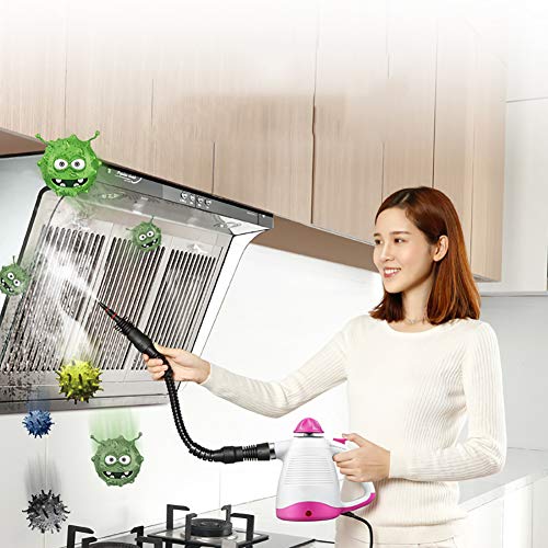 Mehrzweck Dampfreiniger Elektrisch 450Ml - Kommt Mit 9-Teiligem Zubehör-Kit - Dampfreiniger Für Teppich Boden Fliesen Bad Autositze Polster,