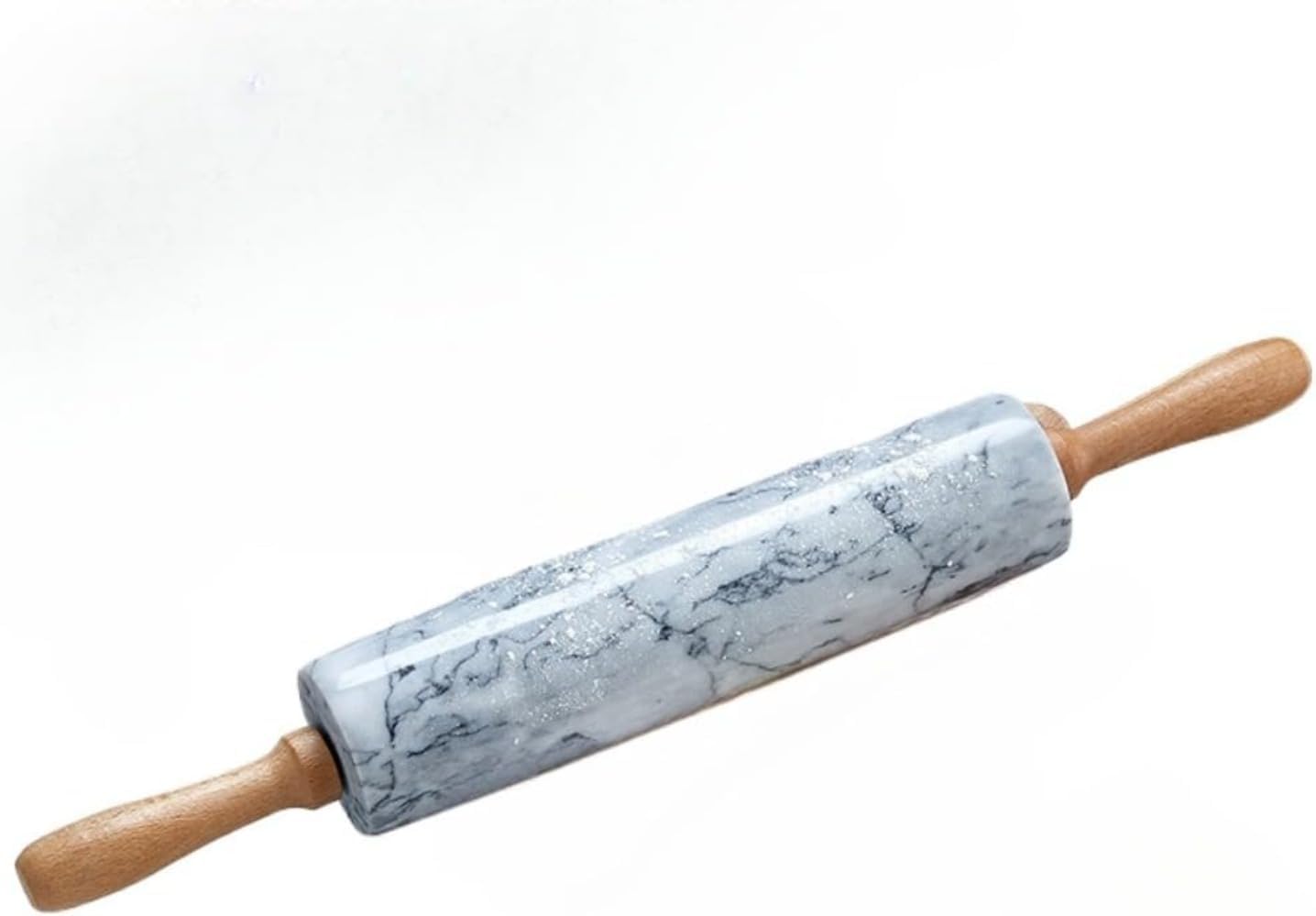 Natural Marble Rolling Pin, Large Roller Rolling Pin, Dumpling Skin Rolling Pin, Baking Pastry Walking Hammer with Wooden Handle and Stand, Suitable for Pasta, Dough, Pastry, Indian Chapati