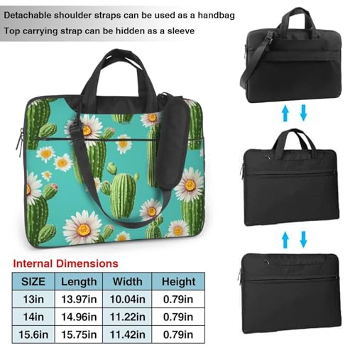 Bolso para laptop con diseño de cactus y flores de 15.6 pulgadas miniatura 4