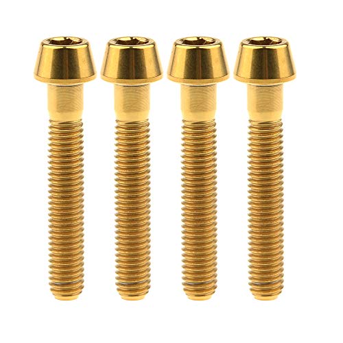 Image of Titanium Ti Bolt M5x9 16 18 20 25 30 35 40 45 50 55 60mm Tapered Head Screws Pack of 4 (M5x30mm, Gold)