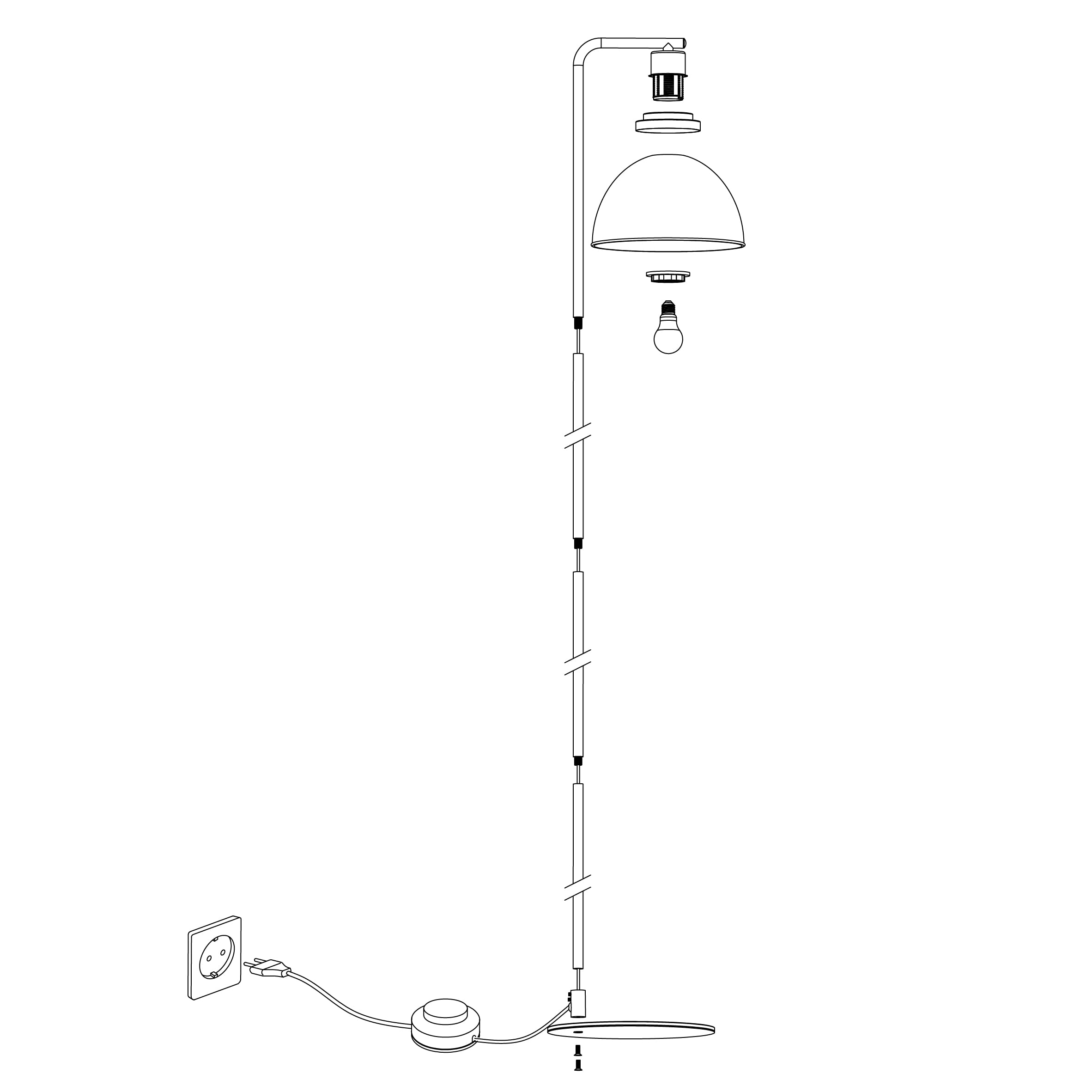 EGLO lampa podłogowa Beleser, elegancka lampka z metalu w kolorze czarnym i z przydymionego szkła w kolorze czarno-transparentnym, oświetlenie do salonu z włącznikiem nożnym, E27