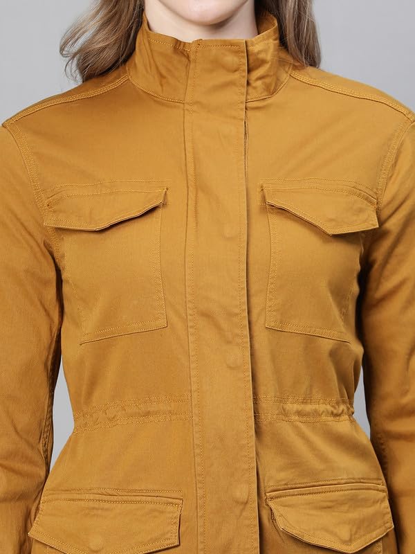 Image of oxolloxo Women Collared Snap Buttoned Long Sleeve Cotton Jacket