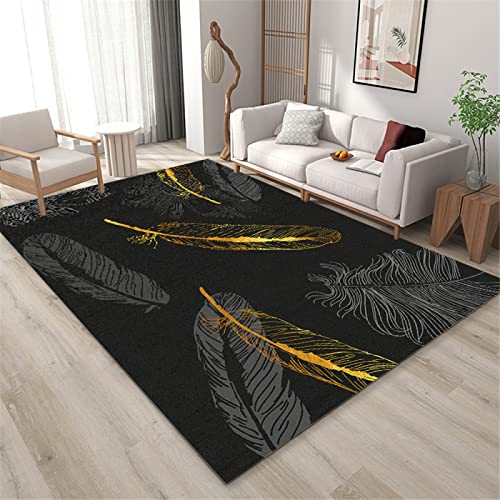 Tapis pour Enfant carpette Chambre Salon Tapis Noir Rectangle Chambre Cuisine Tapis de Sol Tapis lavé Chambre Adulte 50X80CM 1ft 7.7" X2ft 7.5" Cover
