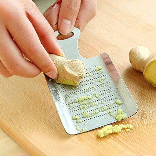 CONSTR -Garlic Press - Lemon Zester Kitchen Cook Tool Garlic Grater Ginger Press Crusher Spice Grinder - for Home Kitchen Tool - Silver
