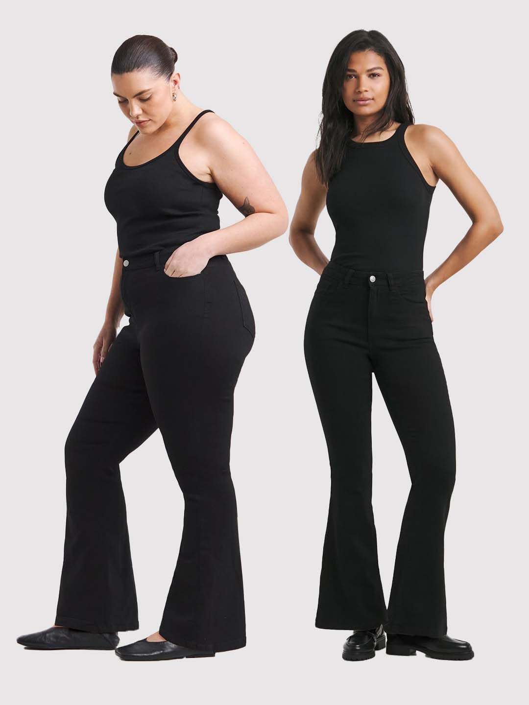 KOTTY Vaqueros de mezclilla de cintura alta para mujer, corte acampanado, ajustados, para mujer, modernos, informales, disponibles en talla regular y grande