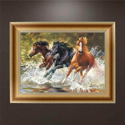 Image of Jasol Diamond Painting Kit, 40x30 Cms, Full Drill, 5D Crystals, Home Wall Decor Gift Set (Horse J40017)
