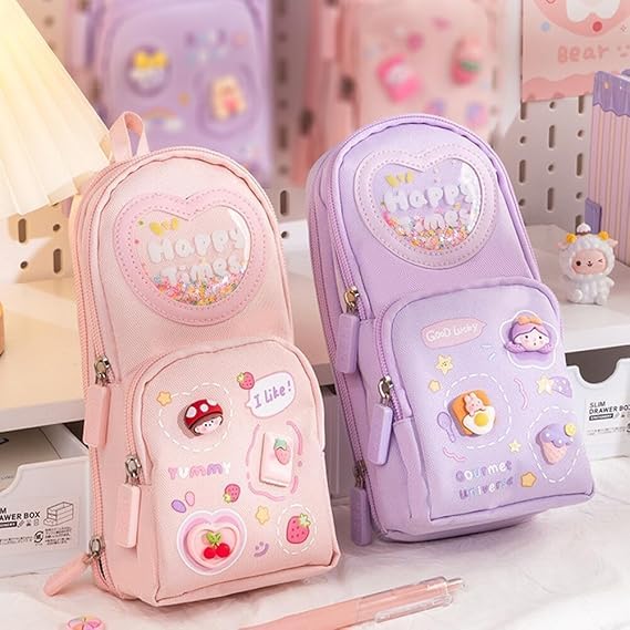 Image of eErlik Premium Pencil Case 6 Layer with 3 Compartment Cute Aesthetic Pencil Case for Girls Large Capacity Pencil Pouch Multifunctional Pouch for School Kids Cute Stationary Gift Pink