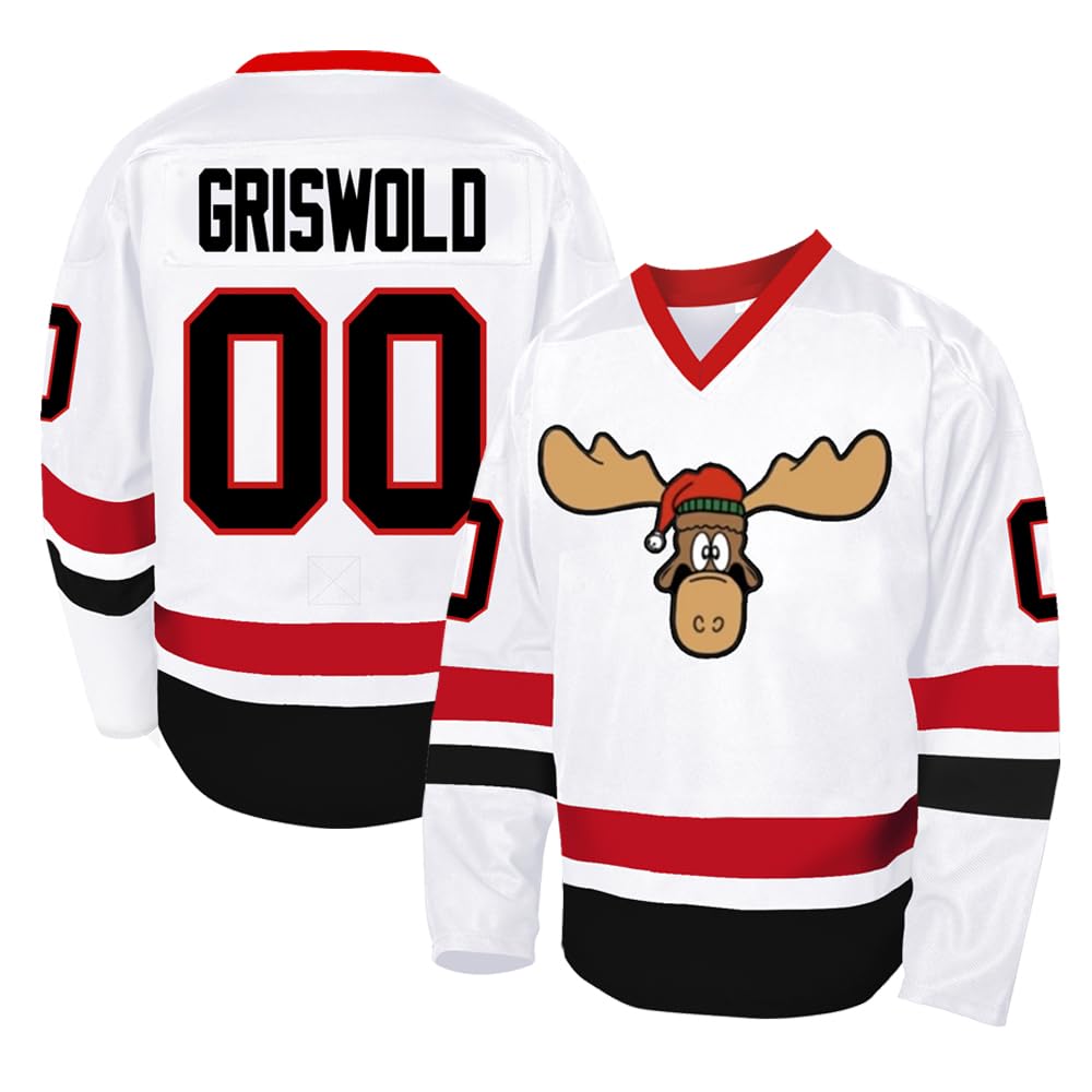 CUTHBERT #00 Griswold Movie Ice Hockey Jersey Men's Christmas S-3XL Vacation Stitched Shirts, White, S