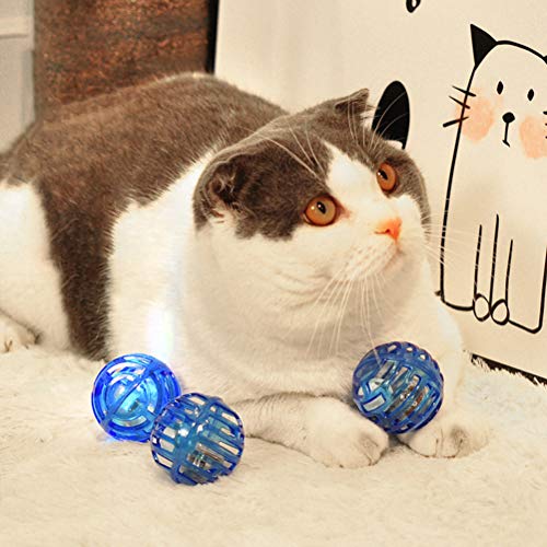 Conjunto de brinquedos de bola de sino de gato engraçado resistente à mordida luminosa para gatos de