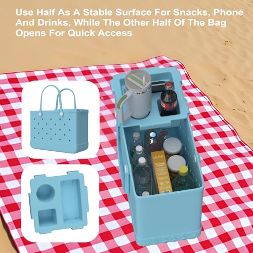 Top Cup Holder Tray Accessory for Bogg Bag X-Large - Fit for Stanley Cup - Waterproof EVA Storage Lid with Cup Holders, Pool & Picnic Accessories (Blue)3