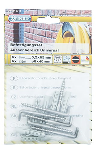 Connex DY5110014 Universal-Befestigungsset für Außenbereich, 12-teilig, Edelstahl rostfrei A2, Silber
