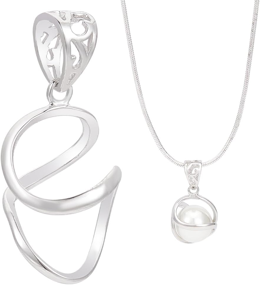 BENECREAT Sterling Silver Irregular Shape Gemstone Pendant Blank, Pendant Setting, DIY Jewelry Making