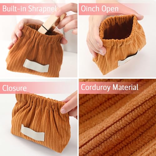 6 PCS Corduroy Elastic Hair Tie Organizer, Portable Travel Corduroy Elastic Storage Bags, Hair Accessories Organizer Corduroy Jewelry Storage Bag Lipstick Bags3