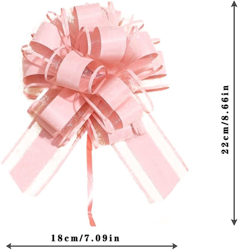 6 PCS Large Pull Bows,Bow for Gift Wrapping,Gifts Decorations,6″ Party Wedding Ribbon Bows for Wrapping Boxes or Flower Decorations,Presents or Christmas Tree (Lotus Root Pink) image 2