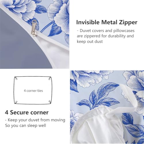 Housse de couette 220x240 cm bleu clair infroissable à fermeture éclair pratique - 6