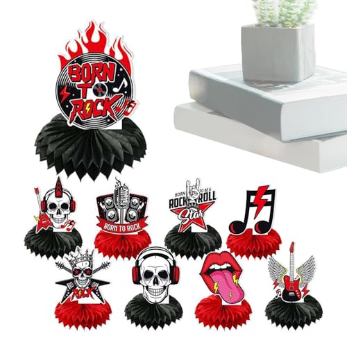 Tuxxjzm Rock-partydekorationer, rock-and-roll-dekorationer – bordsdekoration kjol och rulle | partydekorationer med temat musik, rockstjärna partytillbehör, festbordsdekoration, Born to