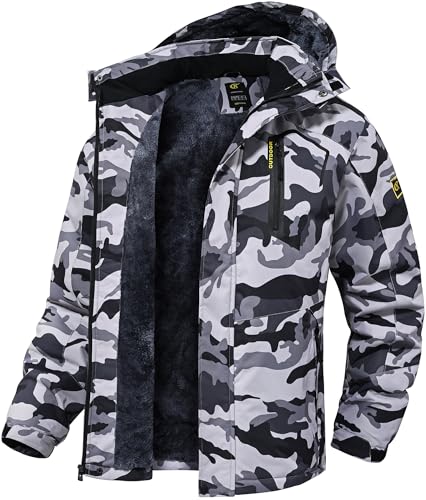 Image of QPNGRP Mens Waterproof Fleece Ski Jacket Windproof Winter Snow Coat