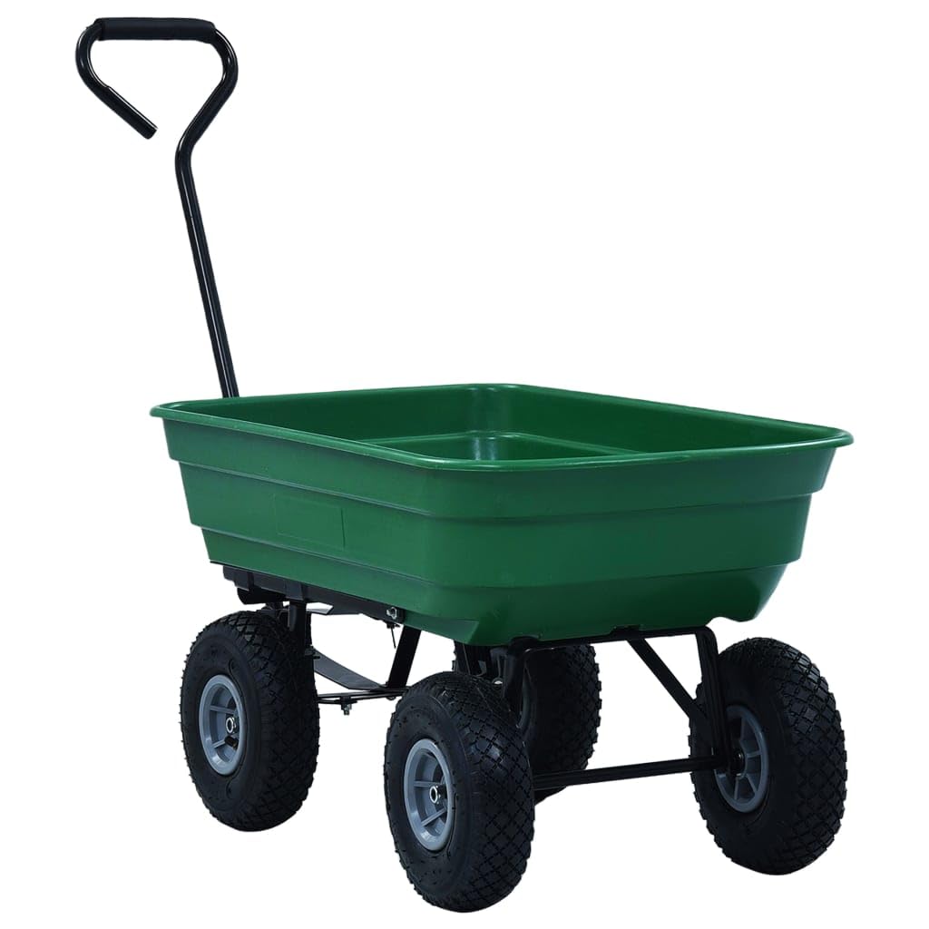 vidaXL Carrito de Mano basculante para jardín 300 kg 75 L Verde