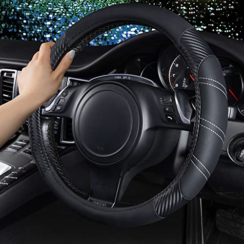 image for CAR PASS Line Rider Microfiber Leather Sporty 14.5-15 inch Steering Wh