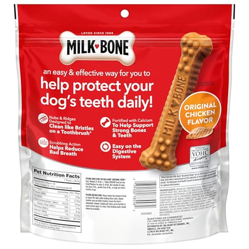 Image of Milk-Bone Brushing Chews Original Chicken Flavor Daily Dental Dog Treats, Small /Medium, 19.6 Oz. Bag (Pack of 5)