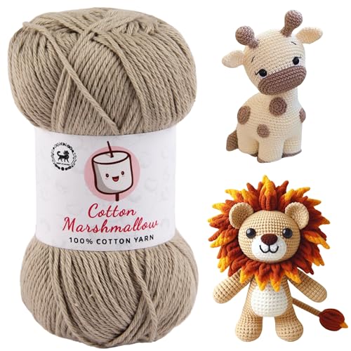 Image of NESTNHAVEN Cotton Marshmallow 100% Cotton Yarn - (50 g, 130 m) - Luxury Yarn for Crochet, Amigurumi, Embroidery, Toys, Garments, Flowers and Hobby Projects (Beige)