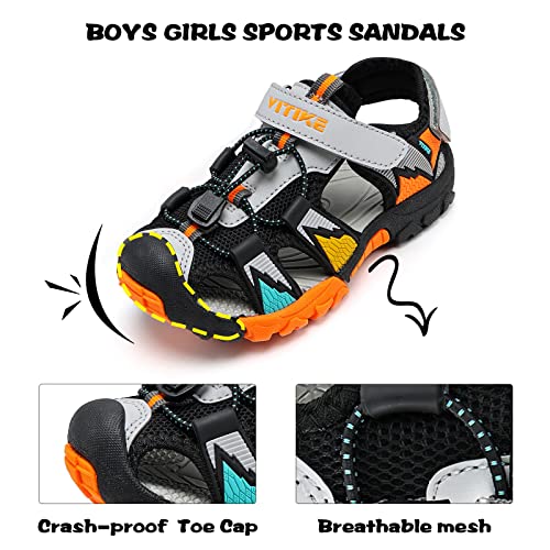 Image of JMFCHI Boys Girls Kids Closed Toe Sports Sandals Summer Water Shoes | Little /Big Kid,Comfortable lightweight,Non-slip soft sole,Hook-and-loop closure,Easy wear,Anti-collision toe,Daily casual