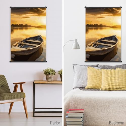 Toile imperméable grand format de bateau en bois, déco murale suspendue - 5